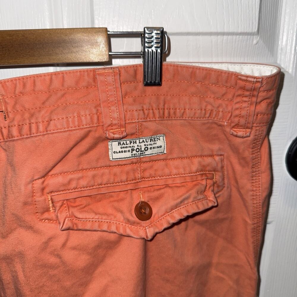 VTG Polo Ralph Lauren Men’s Cotton Cargo Shorts Orange Size 42T Tall - Picture 7 of 9
